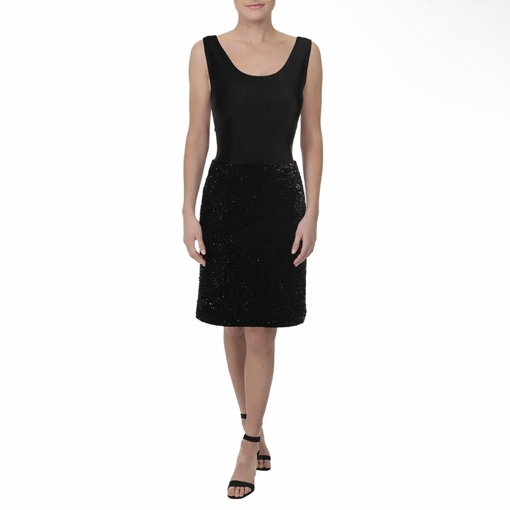 NIC+ZOE Black Sleeveless‎ Sequin Skirt Dress Women 8 Cocktail Party Knee Length